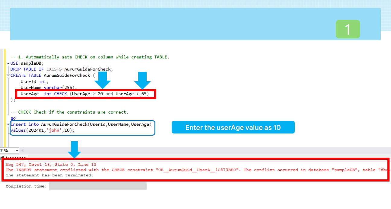 CHECK Check if the constraints are correct.