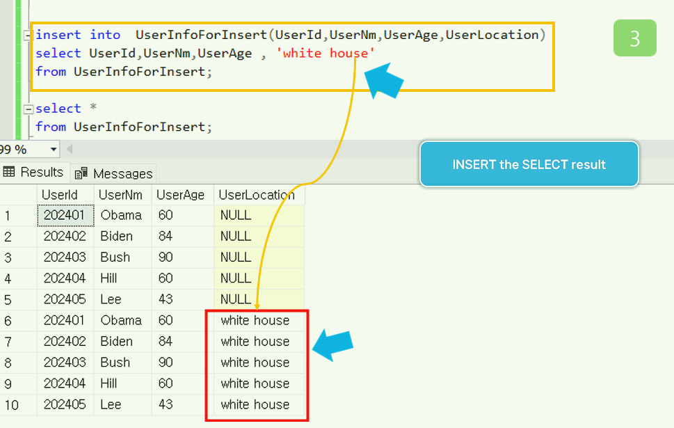 How to immediately INSERT the SELECT result.