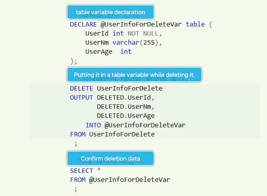 Check deleted data using OUTPUT in the DELETE statement.